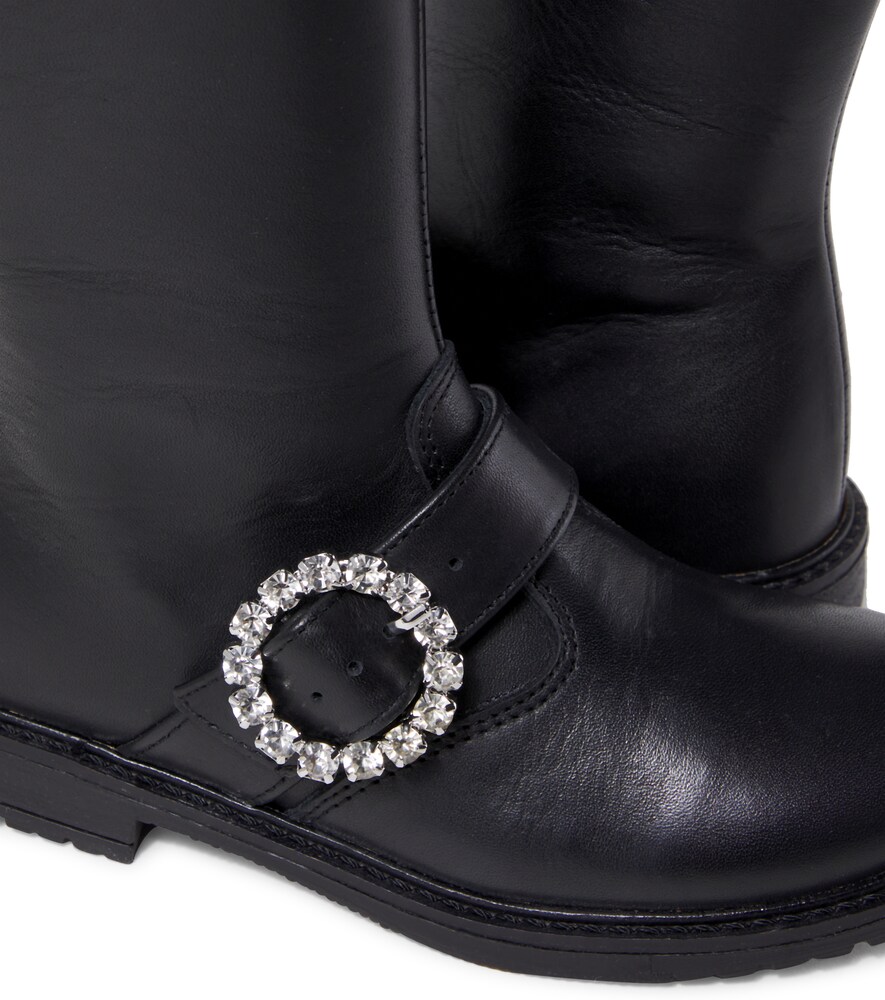  Monnalisa Monnalisa Embellished Leather Knee-high Boots 