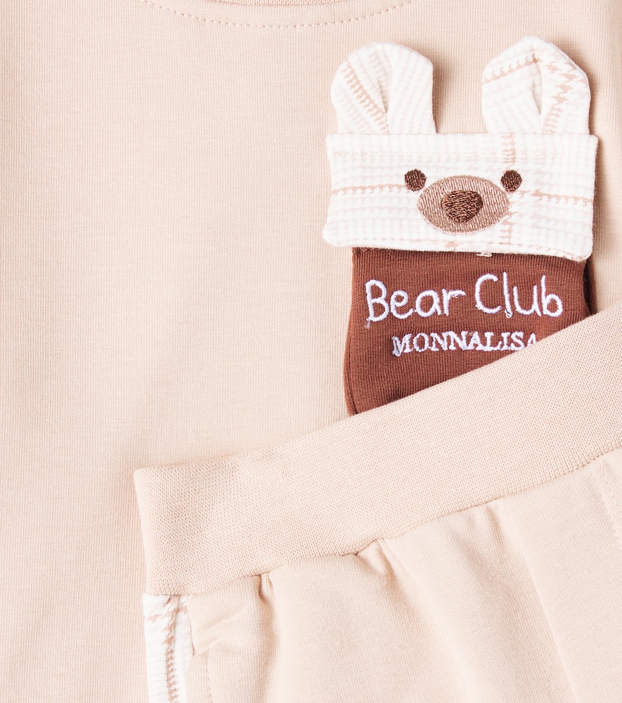 Monnalisa Baby Bow-detail Sweatshirt And Sweatpants Set In Neutral