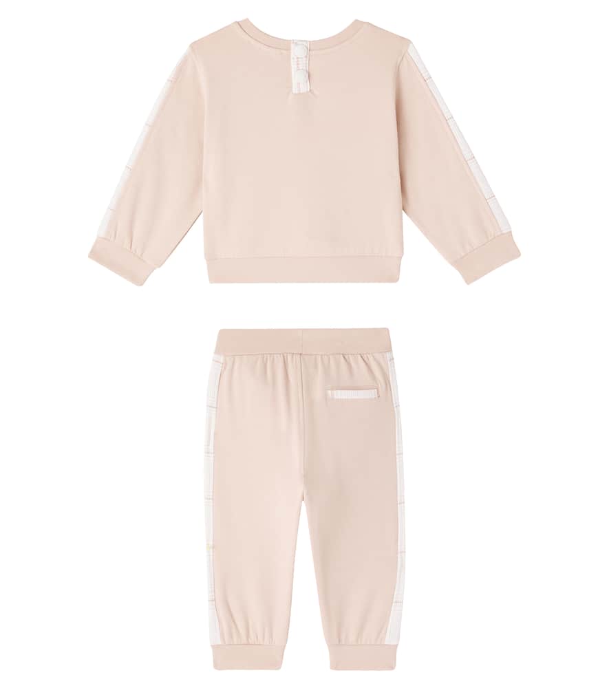 Monnalisa Baby Bow-detail Sweatshirt And Sweatpants Set In Neutral