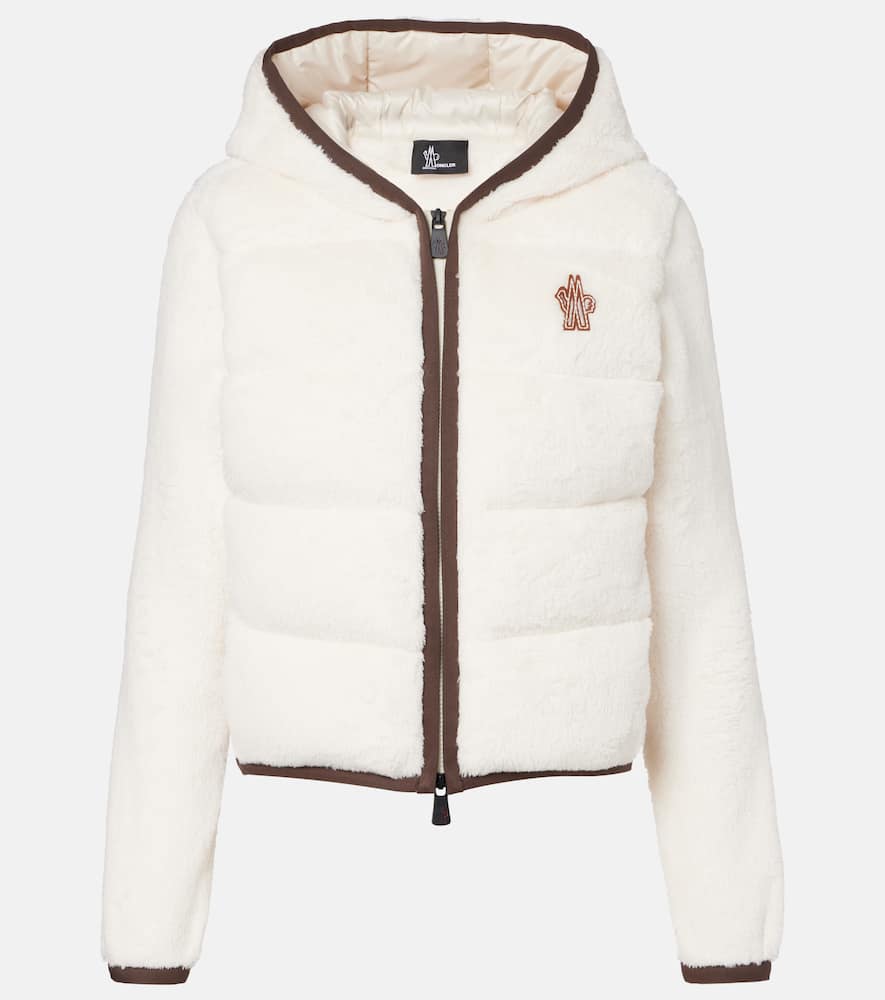 Moncler Hooded Fleece Down Jacket In White