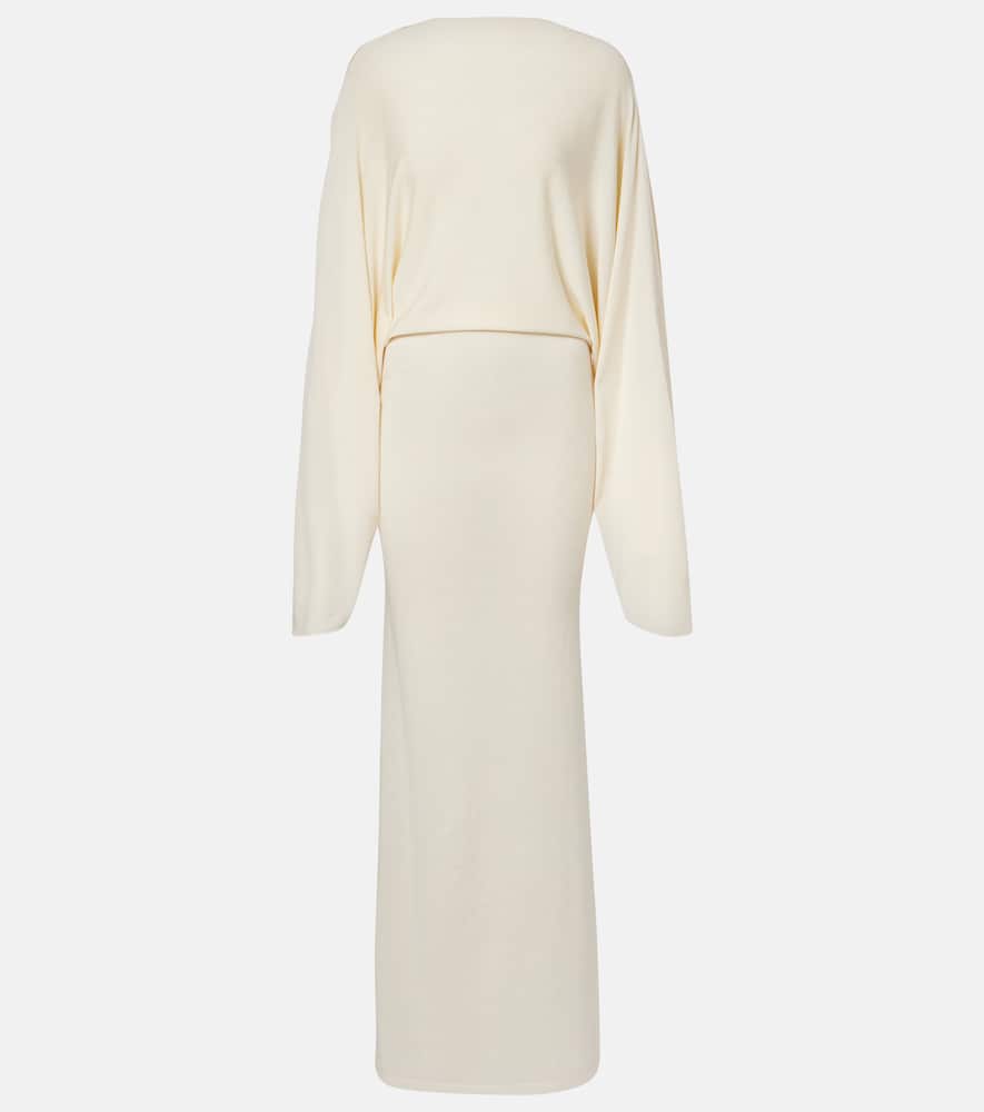Aya Muse Open-back Sheer Maxi Dress In White