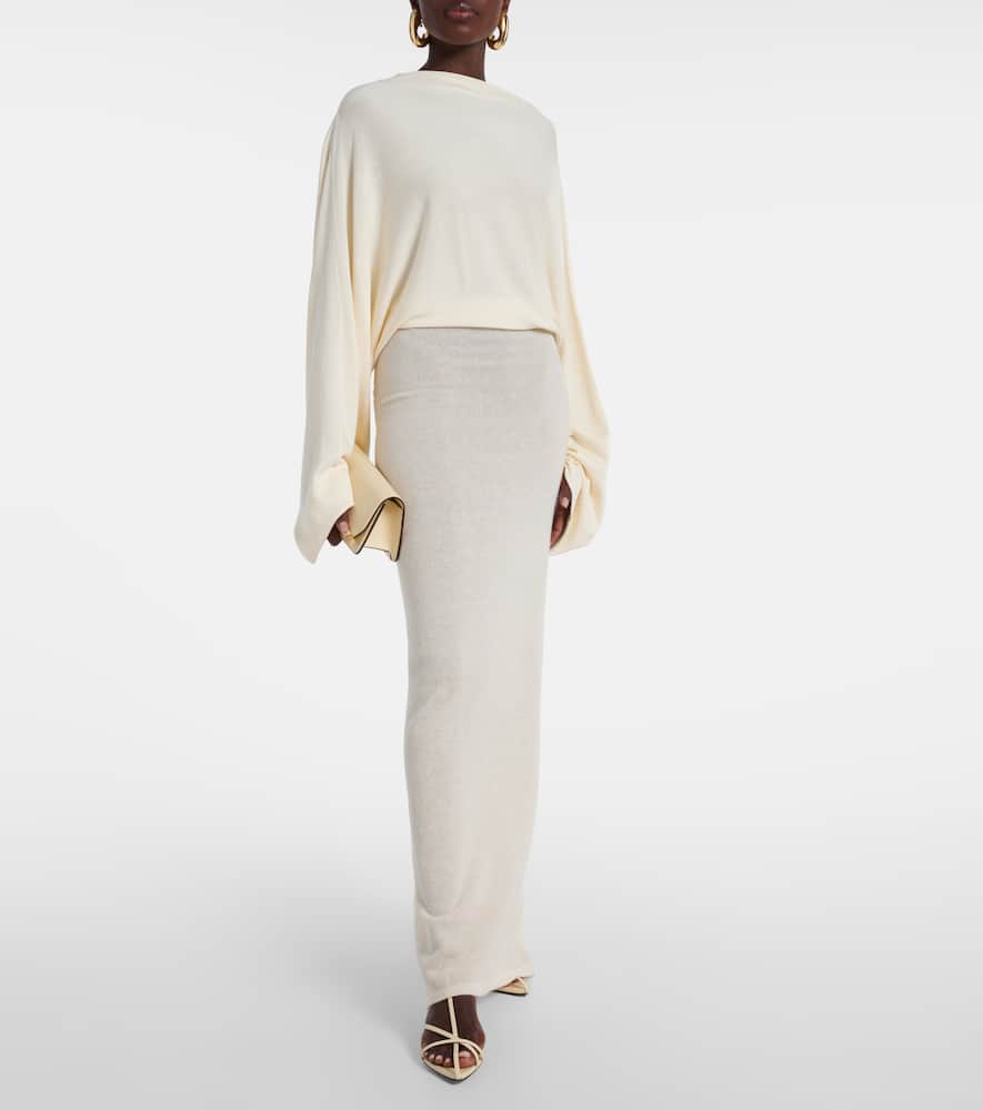 Aya Muse Open-back Sheer Maxi Dress In White