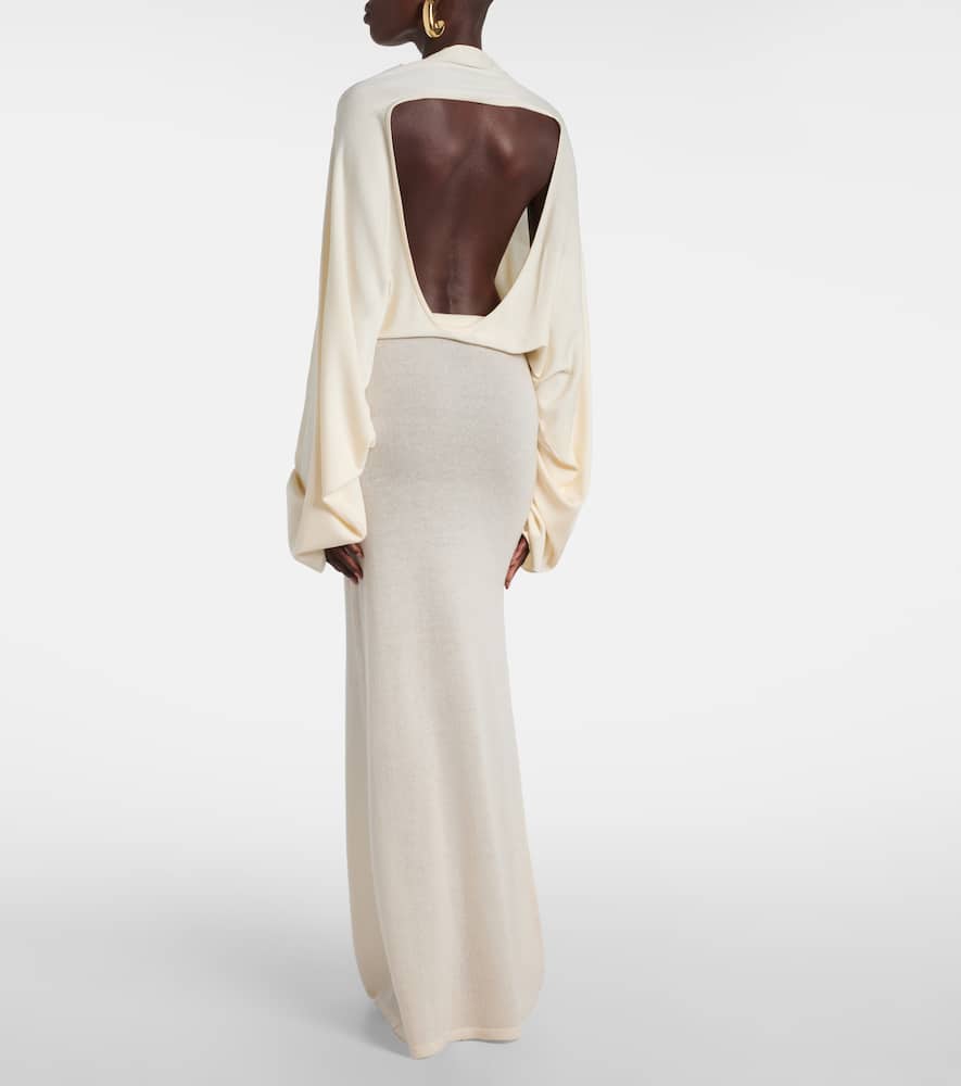 Aya Muse Open-back Sheer Maxi Dress In White