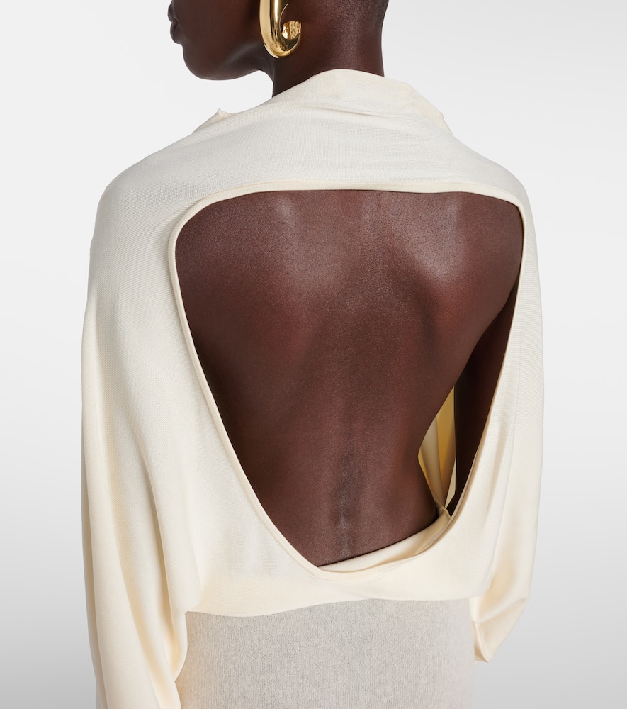 Aya Muse Open-back Sheer Maxi Dress In White
