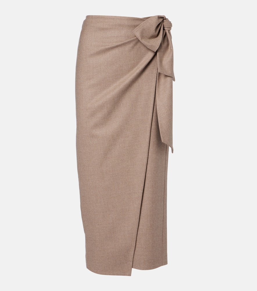 Max Mara Bingo Cashmere-blend Wrap Skirt In Neutral