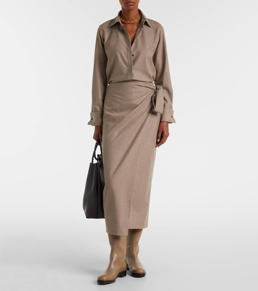 Max Mara Bingo Cashmere-blend Wrap Skirt In Neutral