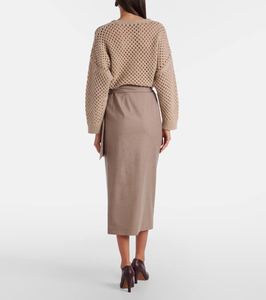 Max Mara Bingo Cashmere-blend Wrap Skirt In Neutral