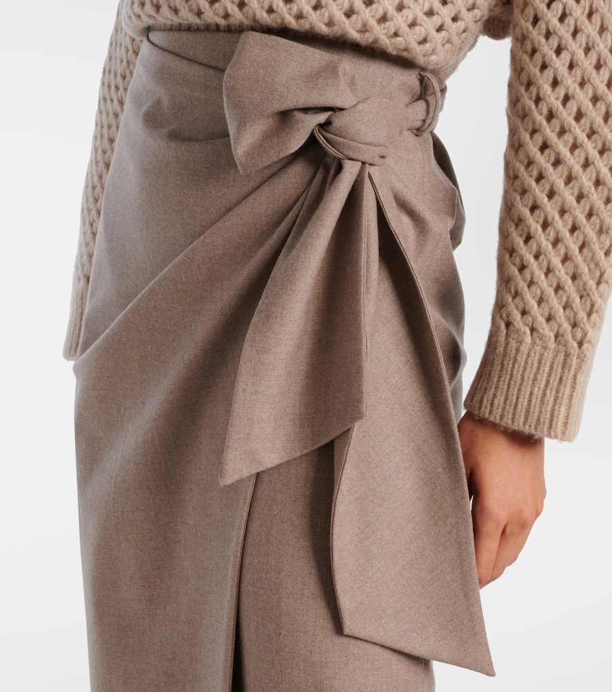 Max Mara Bingo Cashmere-blend Wrap Skirt In Neutral
