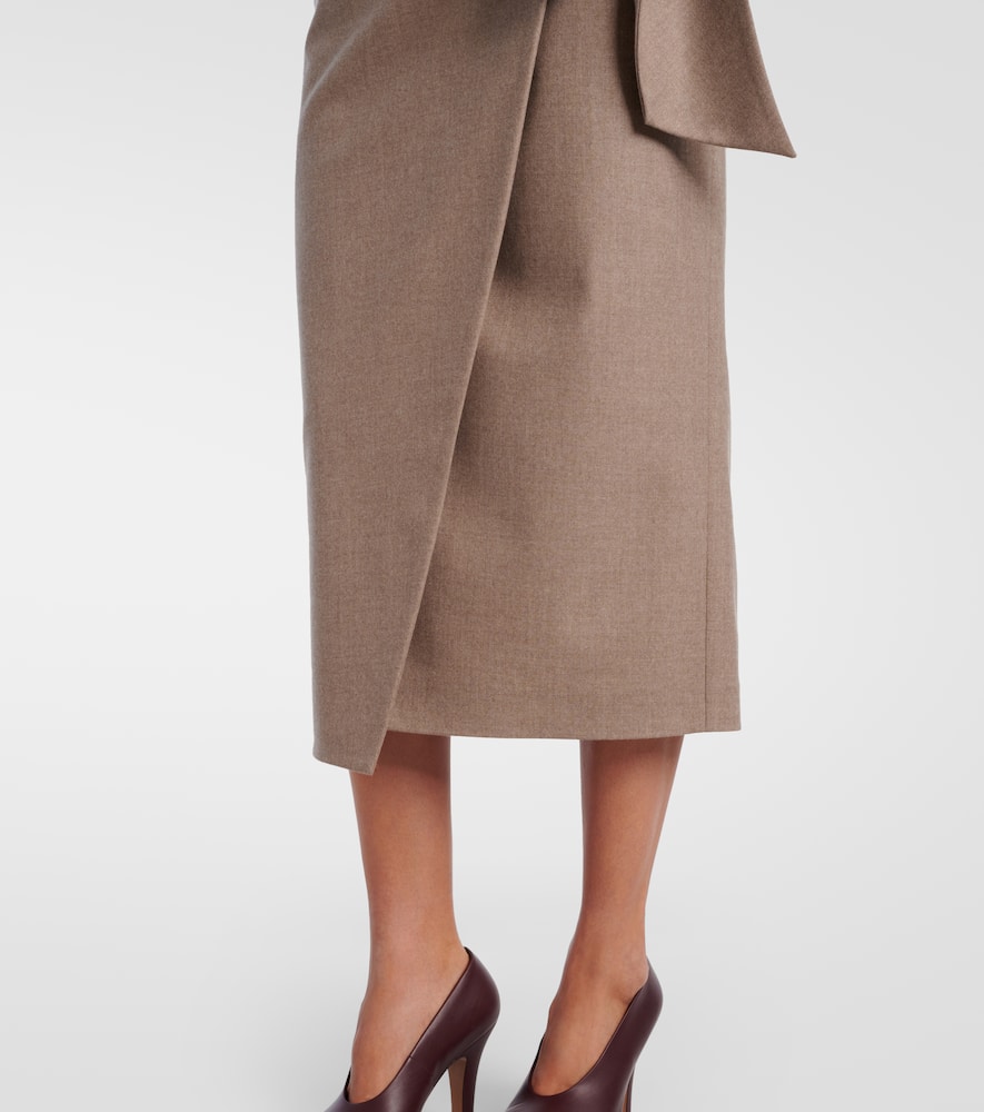Max Mara Bingo Cashmere-blend Wrap Skirt In Neutral