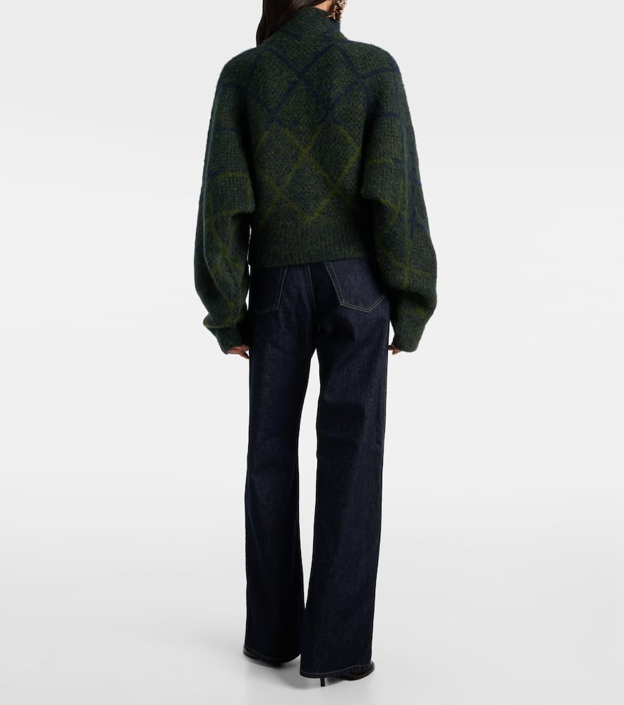 Dries Van Noten Argyle Alpaca And Wool-blend Cardigan In Green