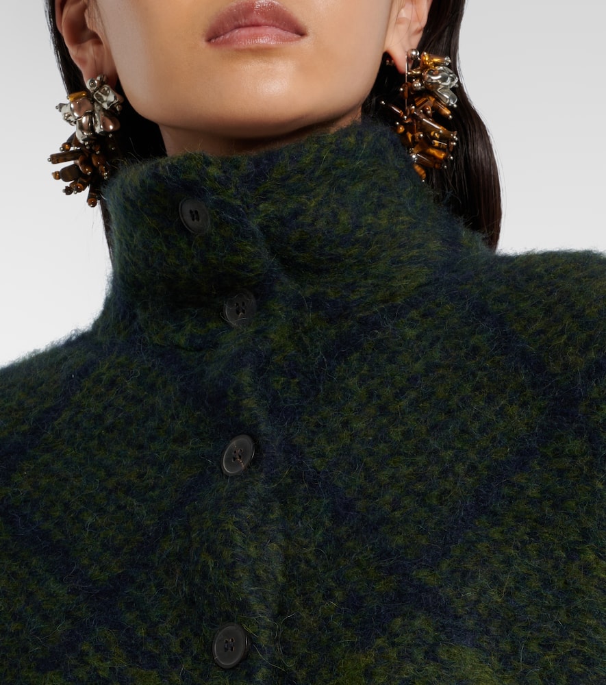 Dries Van Noten Argyle Alpaca And Wool-blend Cardigan In Green