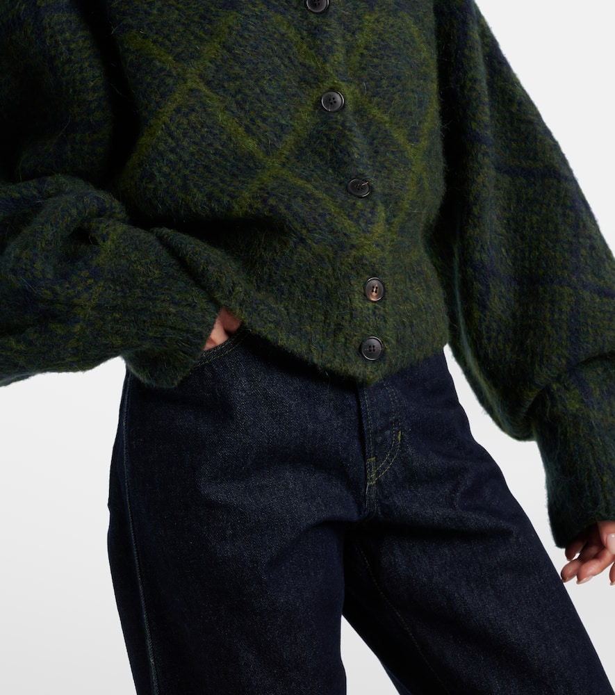 Dries Van Noten Argyle Alpaca And Wool-blend Cardigan In Green
