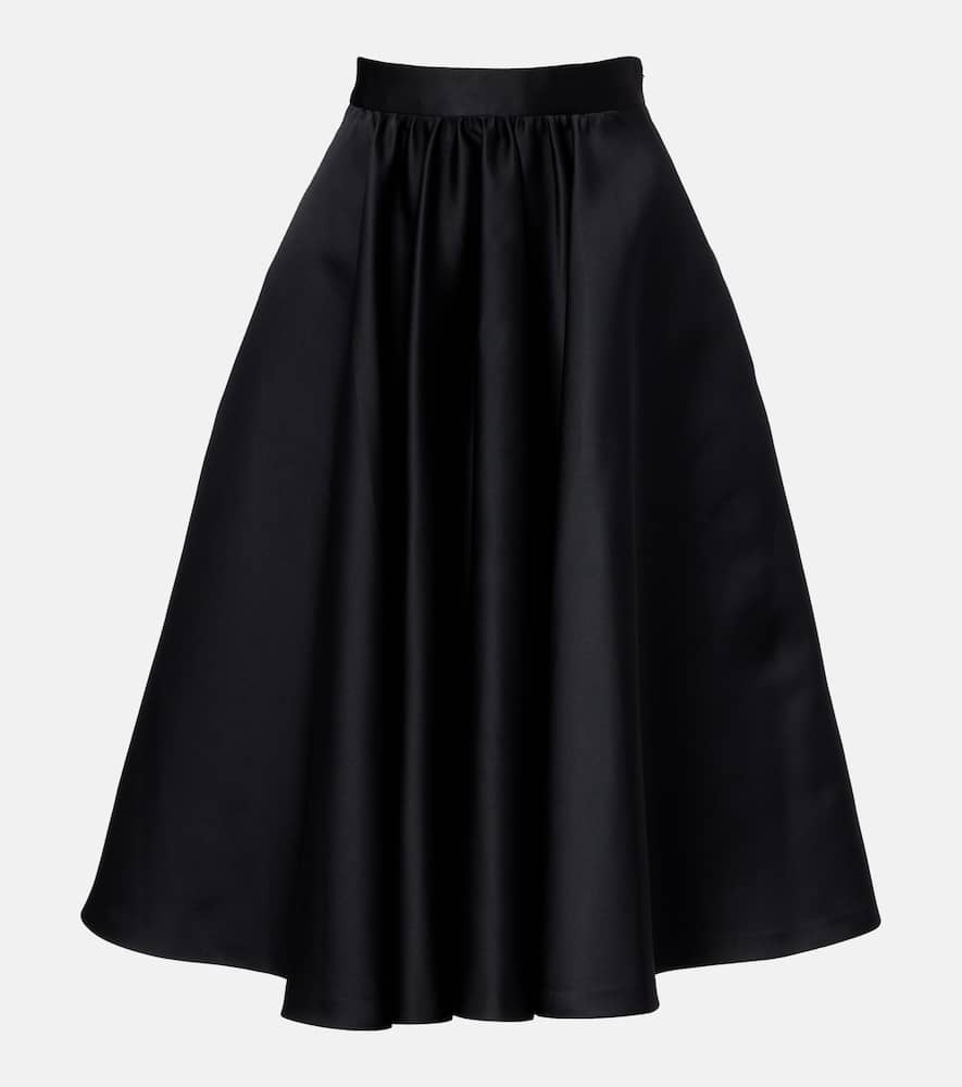 Max Mara Farneto Flared Satin Midi Skirt In Black
