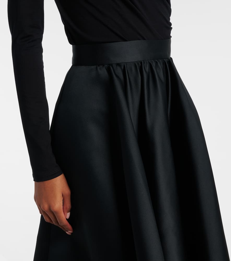 Max Mara Farneto Flared Satin Midi Skirt In Black