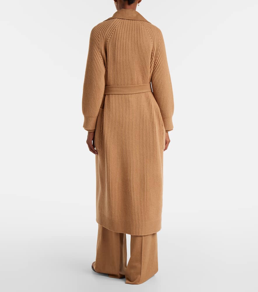 Max Mara Camelwool Knitted-sleeve Coat In Animal Print