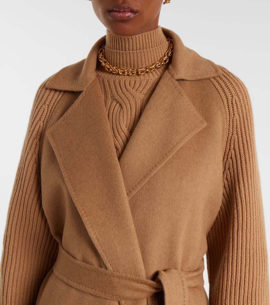 Max Mara Camelwool Knitted-sleeve Coat In Animal Print