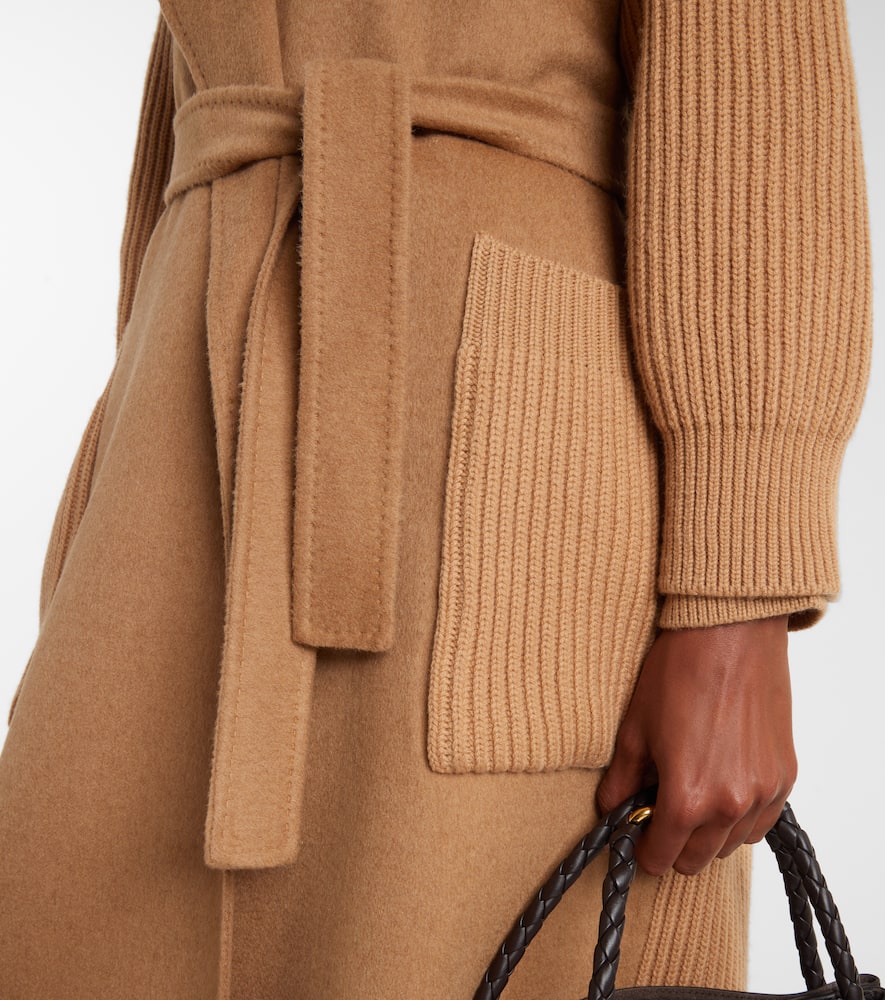 Max Mara Camelwool Knitted-sleeve Coat In Animal Print
