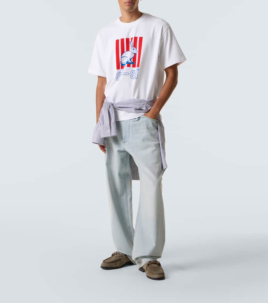 Bottega Veneta Printed Cotton Jersey T-shirt In White