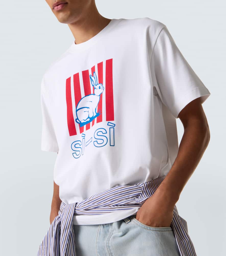 Bottega Veneta Printed Cotton Jersey T-shirt In White