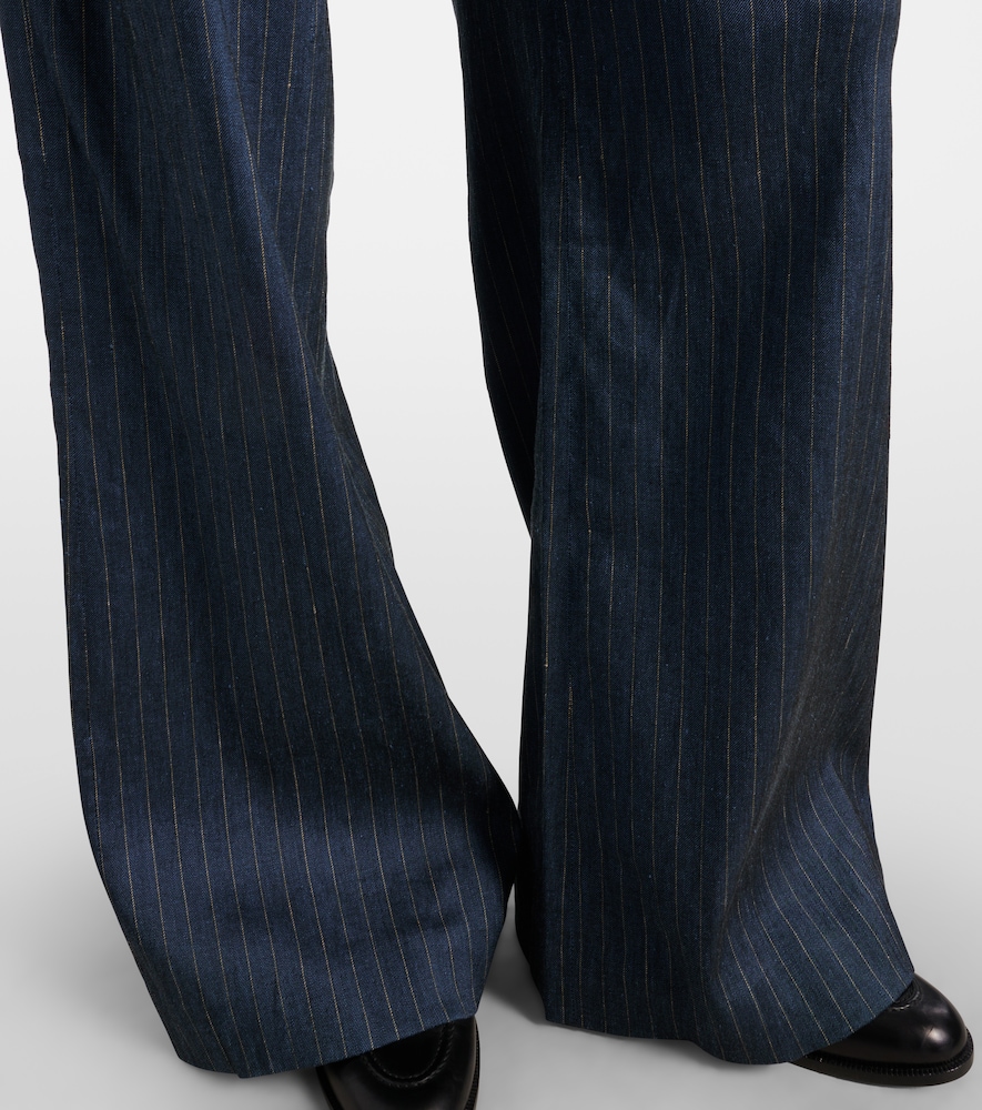  Veronica Beard Veronica Beard Rimini Linen-blend Wide-leg Pants 