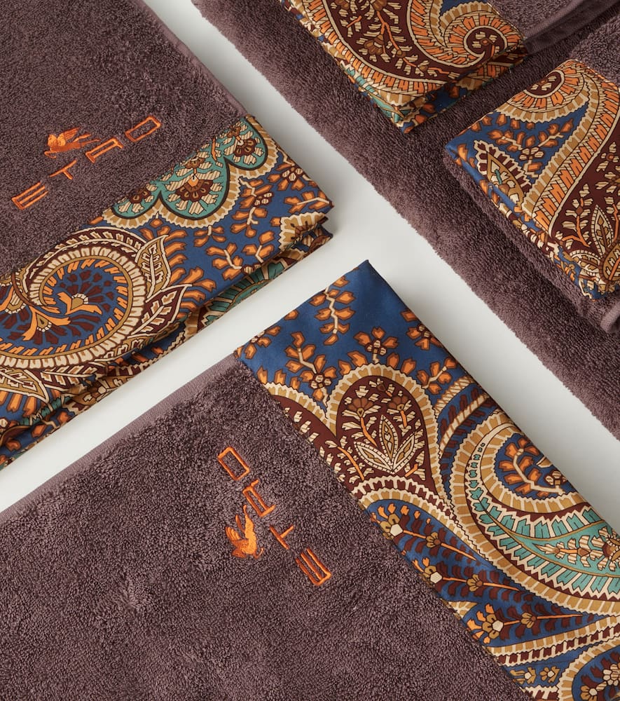 Etro Set Of 5 Cotton Terry Towels In Brown