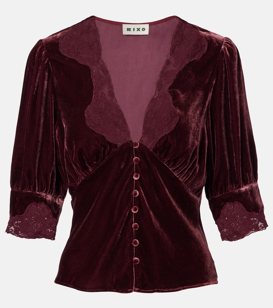 Rixo Top Amanda en velours et dentelle 168 €
