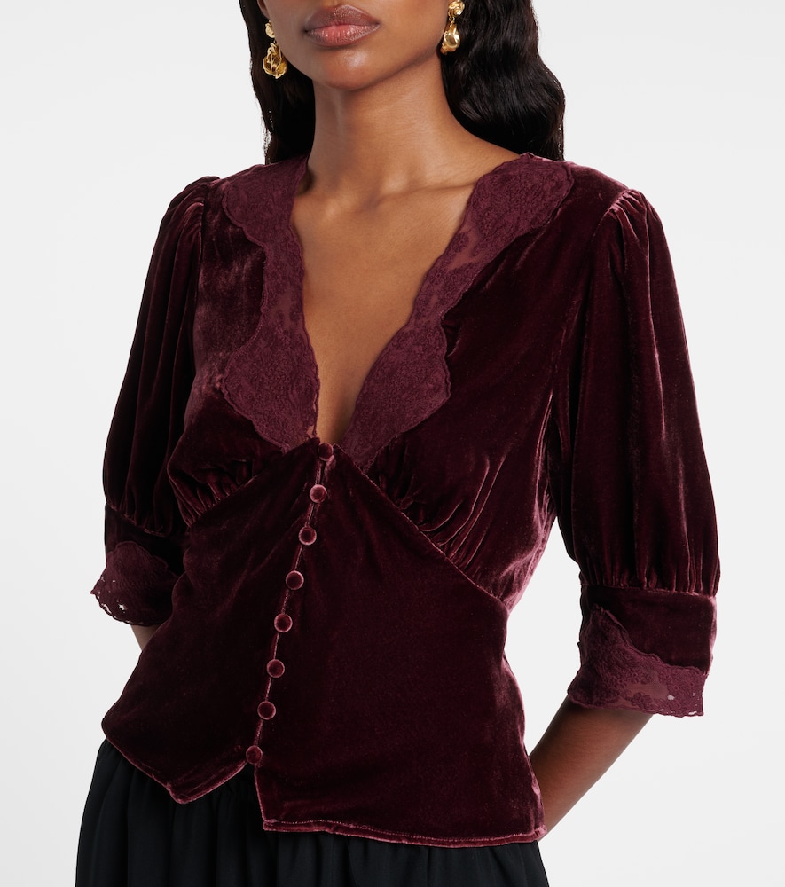  Rixo Rixo Amanda Lace-trimmed Velvet Top 