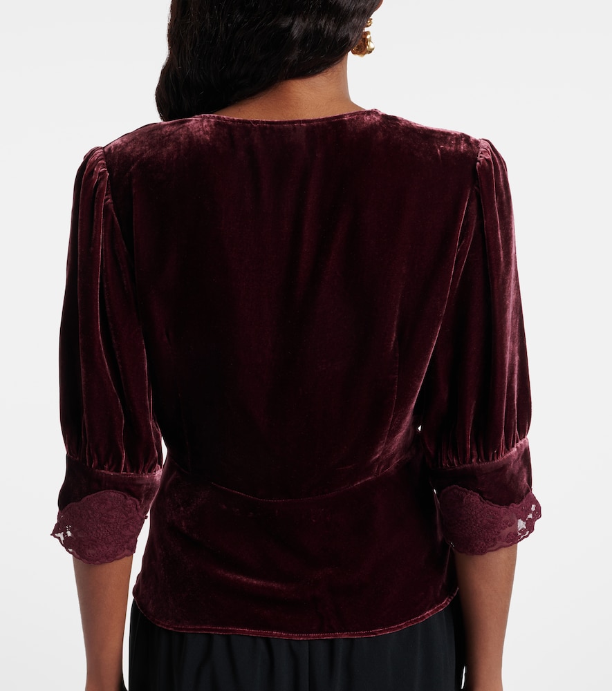  Rixo Rixo Amanda Lace-trimmed Velvet Top 
