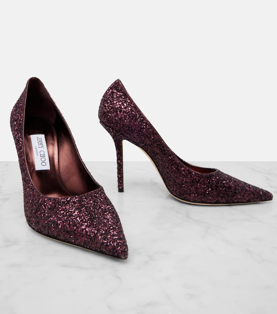 Jimmy Choo Love 100 Glitter Pumps In Burgundy
