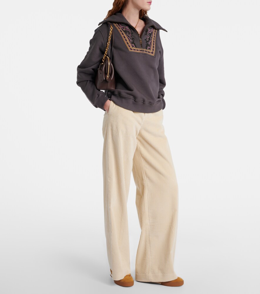 Etro Printed cotton half-zip sweatshirt