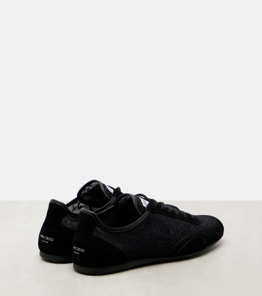  Jimmy Choo Jimmy Choo Sunny Suede-trimmed Lace Sneakers 