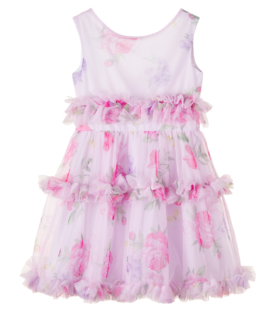 Monnalisa Pink Floral Ruffled Tulle Dress Y Size 10 - Mytheresa