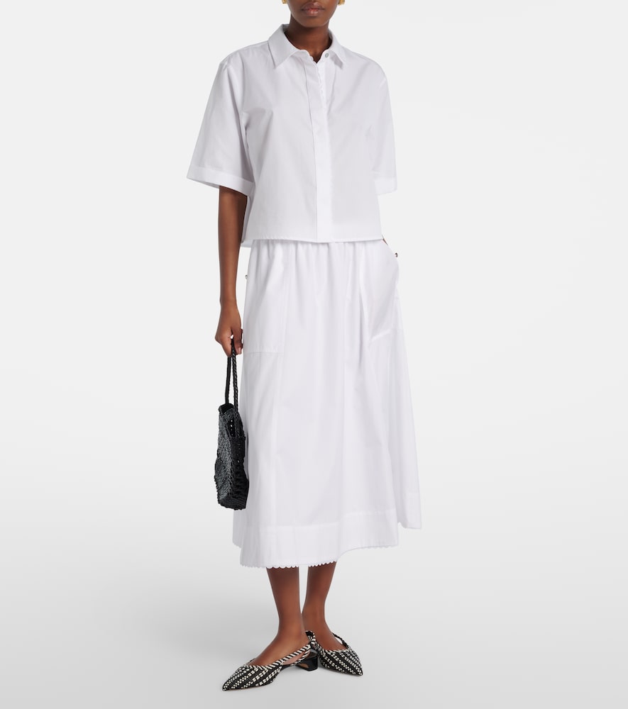 Vince Scalloped cotton poplin shirt