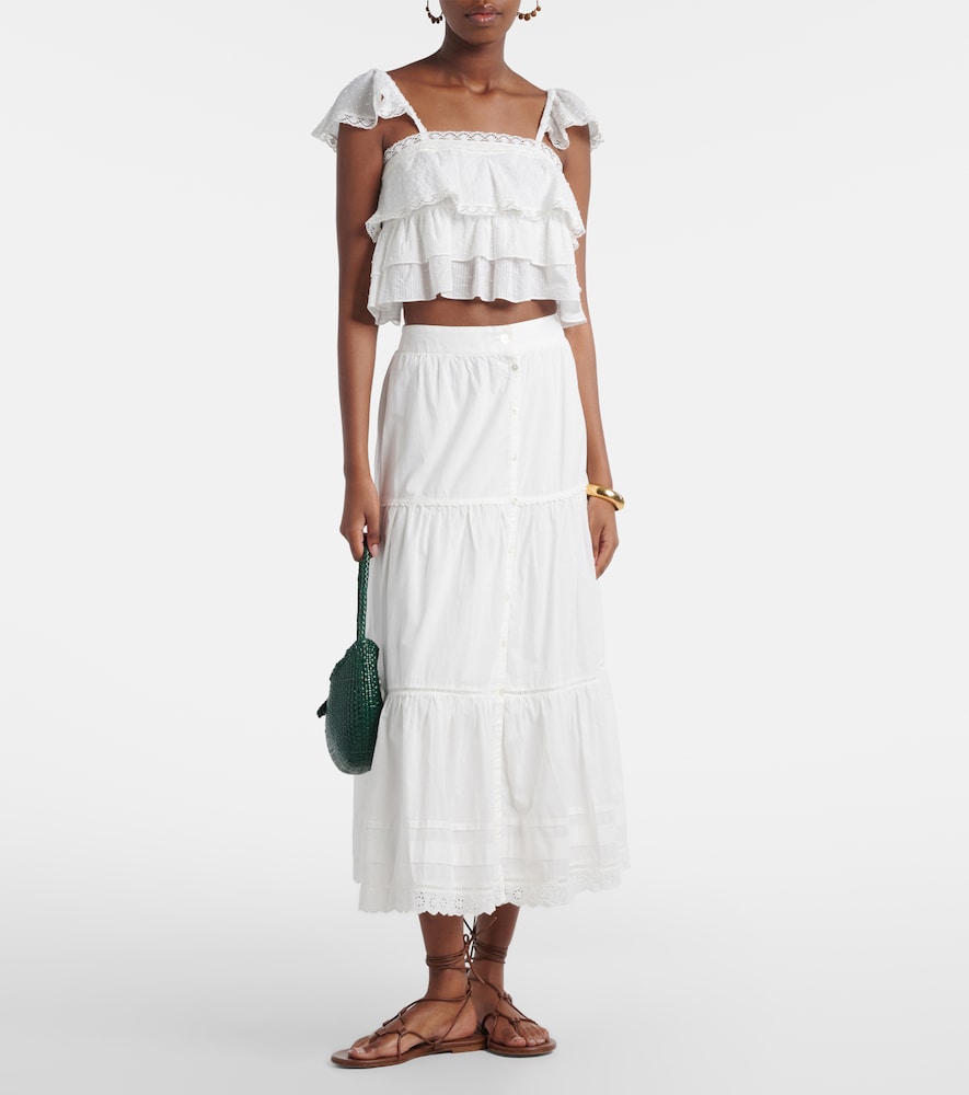 Poupette St Barth Poupette St Barth Ines Broderie Anglaise Midi Skirt 