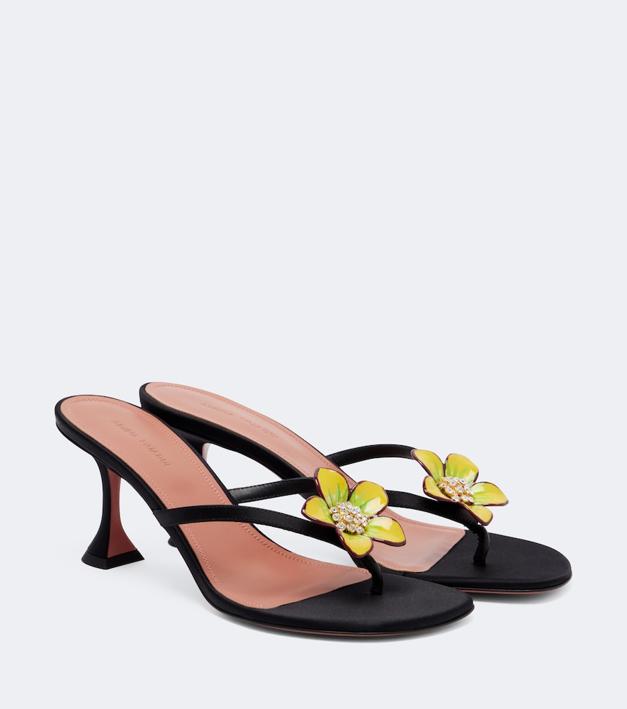 Sandali infradito Vittoria in satin con fiori