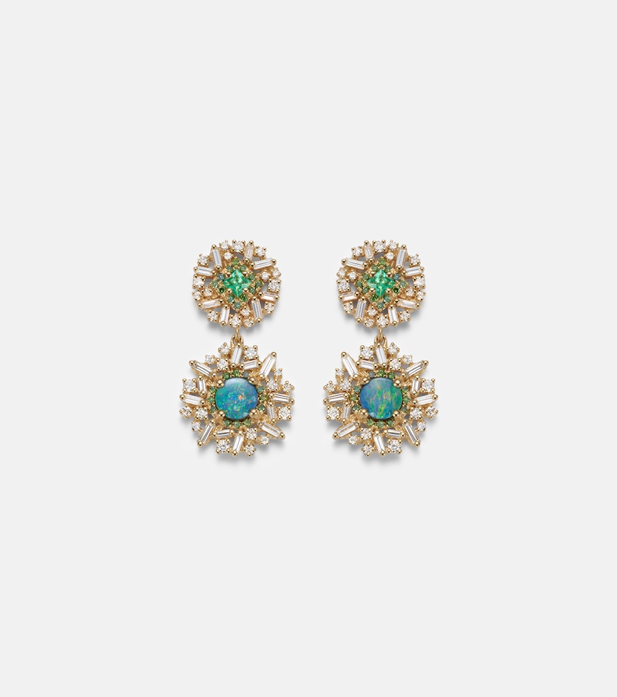 Suzanne Kalan 18kt gold drop earrings with gemstones