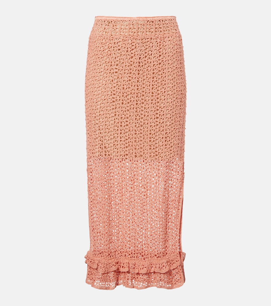 Anna Kosturova Rosette crochet cotton midi skirt