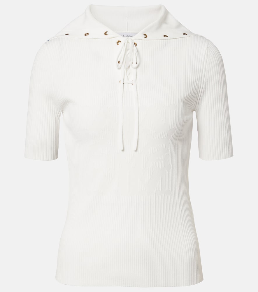 Max Mara Ribbed-knit lace-up top