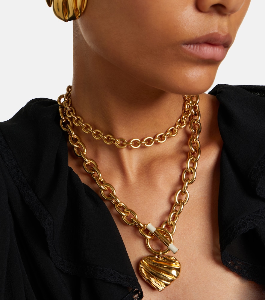 Chloé Chloé Pleated Heart Pendant Necklace