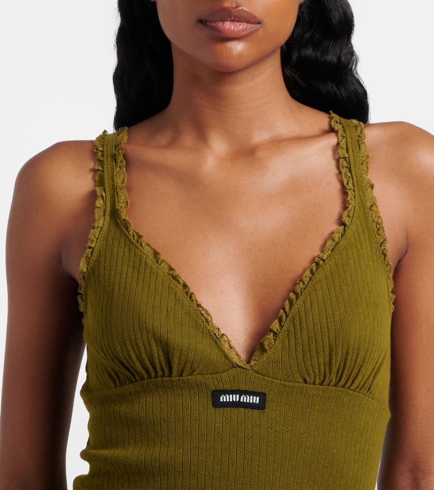  Miu Miu Miu Miu Minikleid Aus Baumwolle Mit Spitze 
