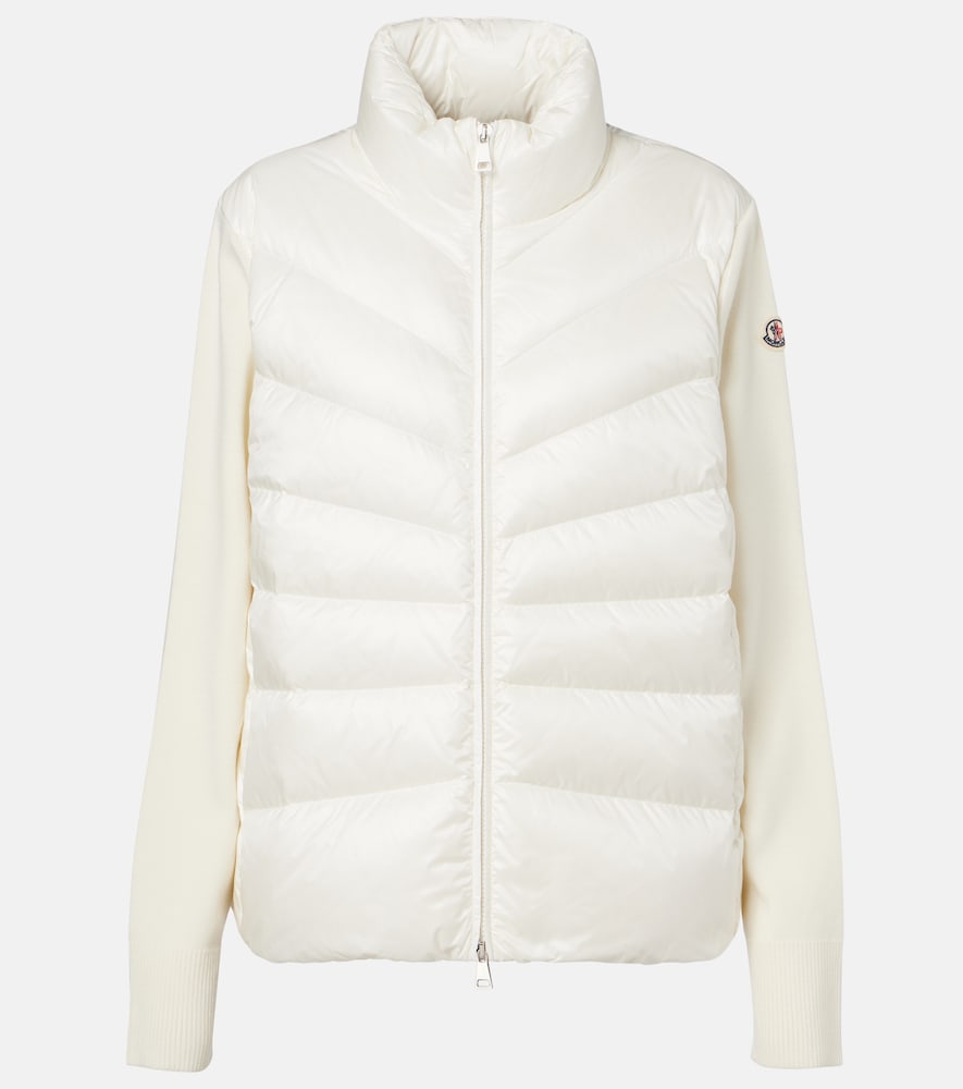 Moncler Women's White Tricot Down-Paneled Virgin Wool Cardigan UK Size 12 - Mytheresa