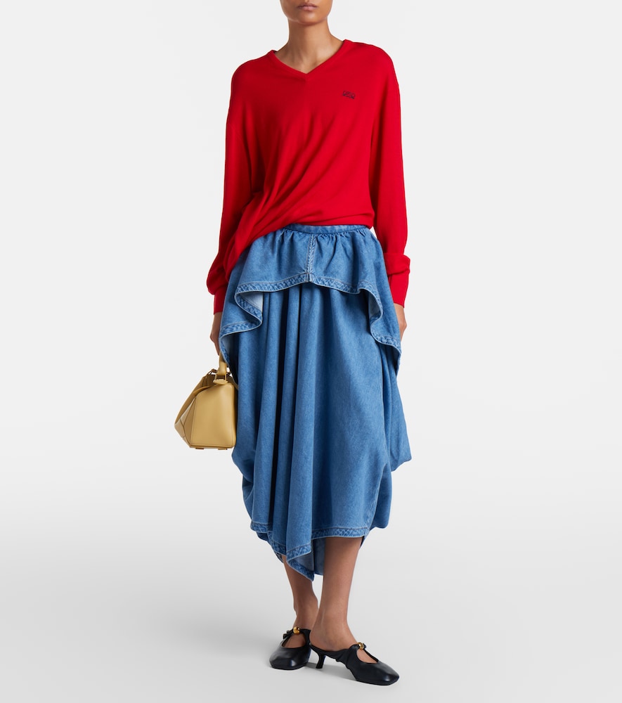  Loewe Loewe Asymmetrical Denim Midi Skirt 