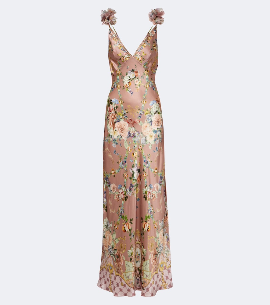 Camilla Robe nuisette en satin de soie fleurs 815$