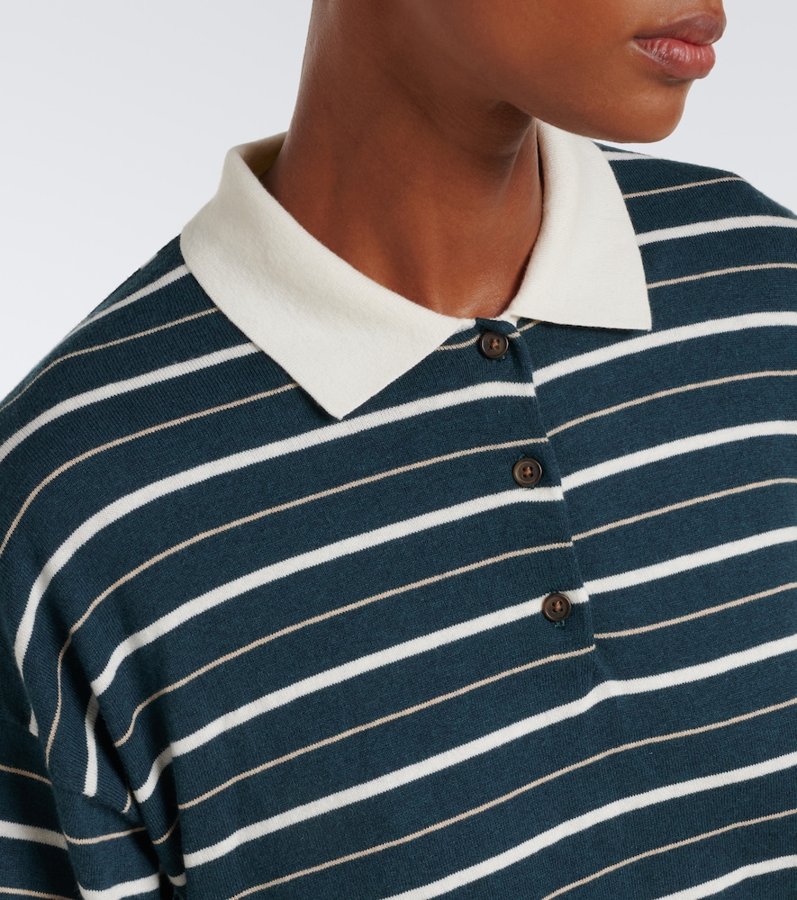 Kaelin Striped Cotton And Cashmere Polo Sweater