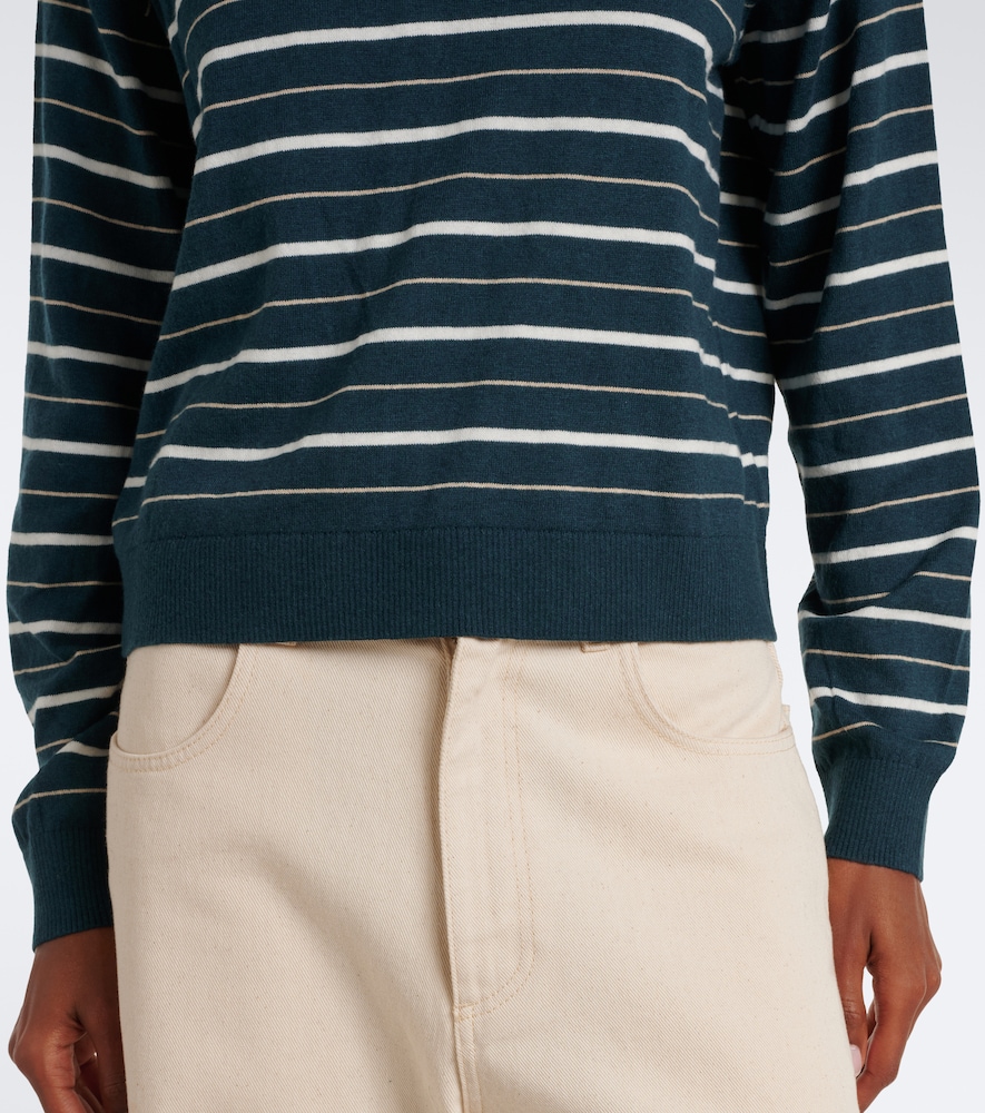 Kaelin Striped Cotton And Cashmere Polo Sweater