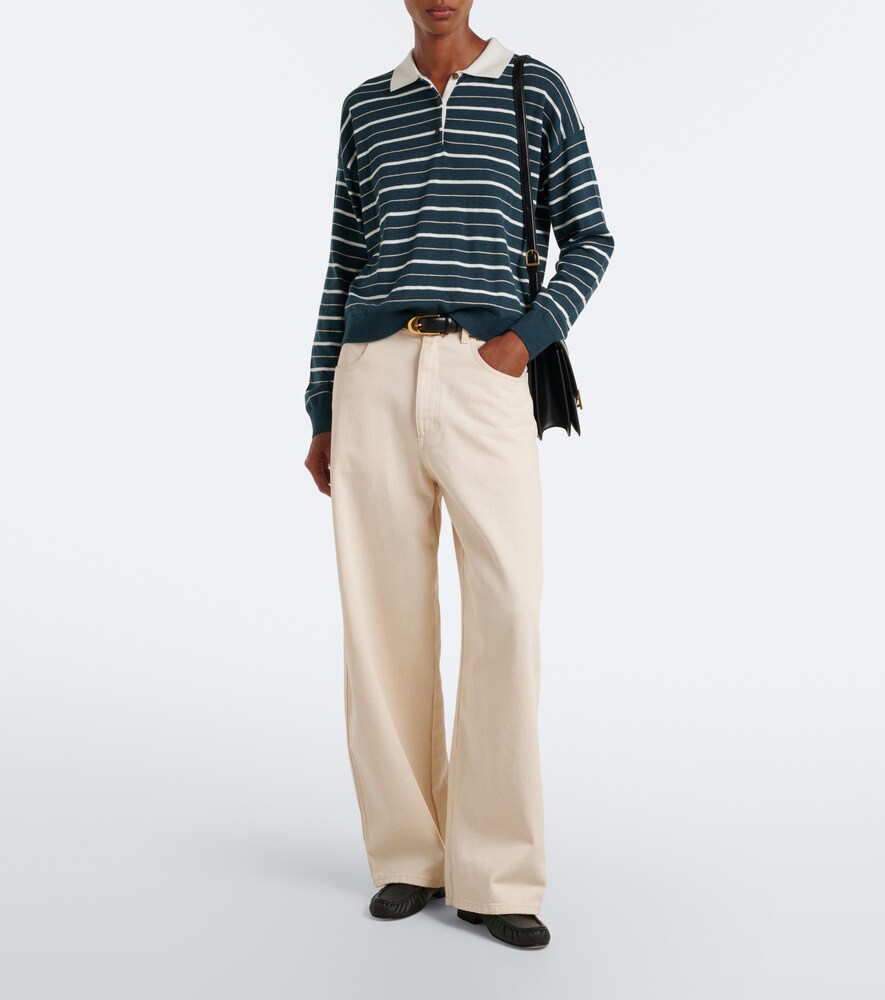 Kaelin Striped Cotton And Cashmere Polo Sweater
