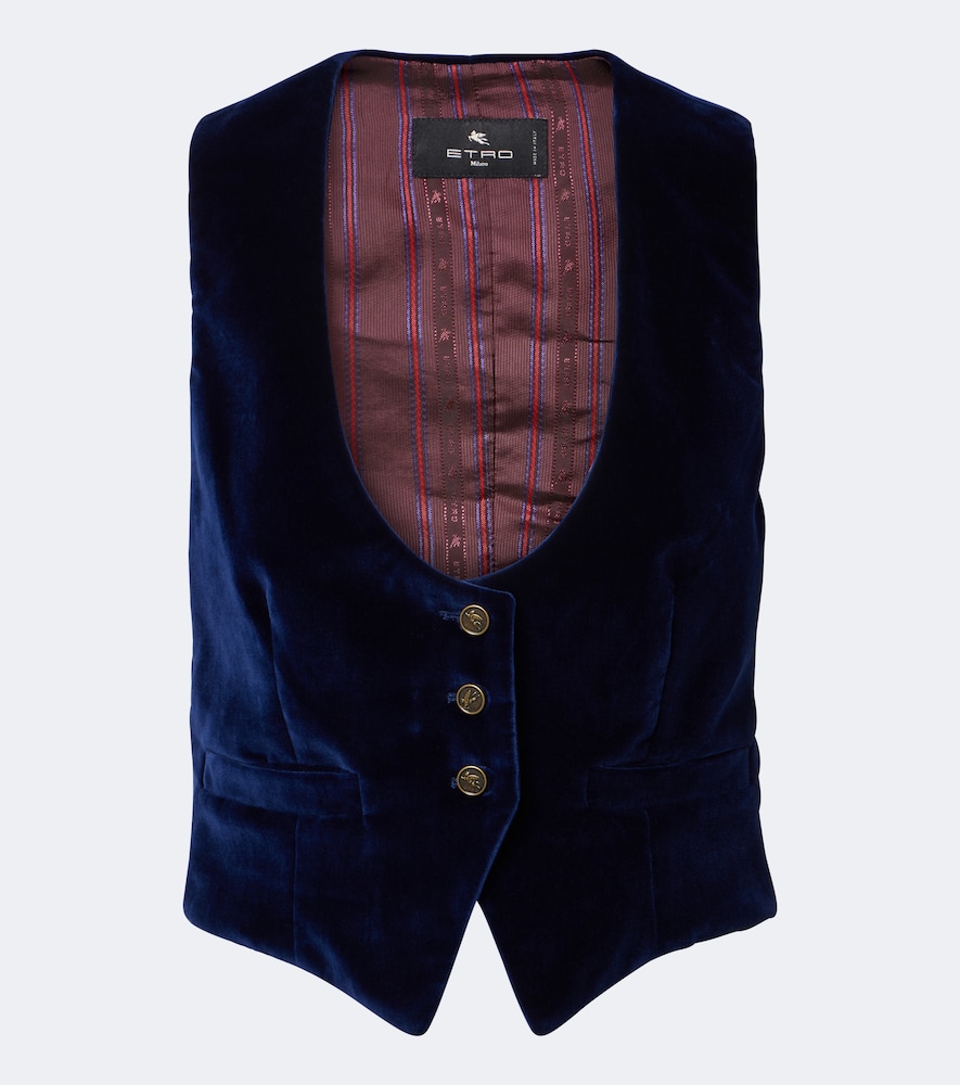 Etro Cotton Velvet Vest In Blue