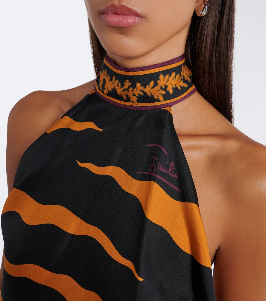 Pucci Fiamme Silk Twill Halterneck Top
