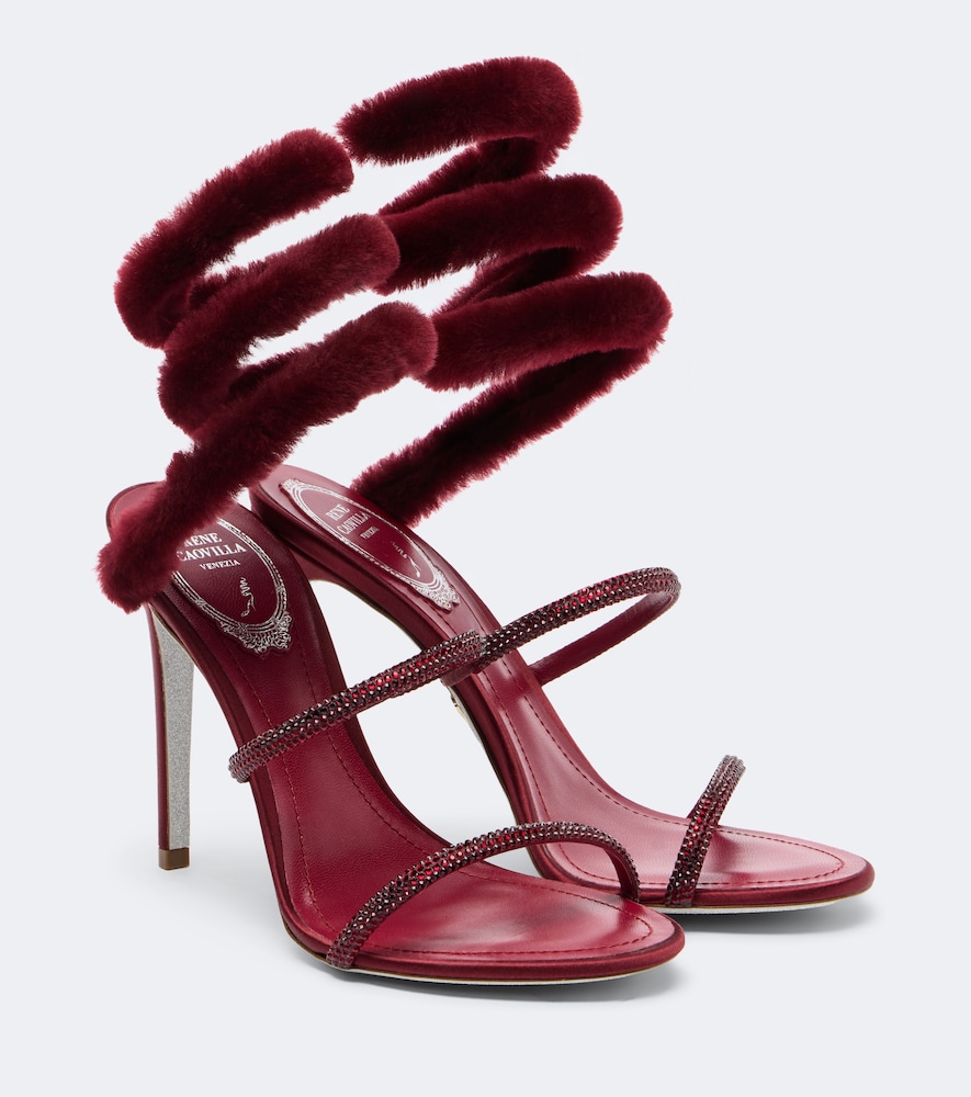 Cleo Embellished Shearling-Trimmed Sandals