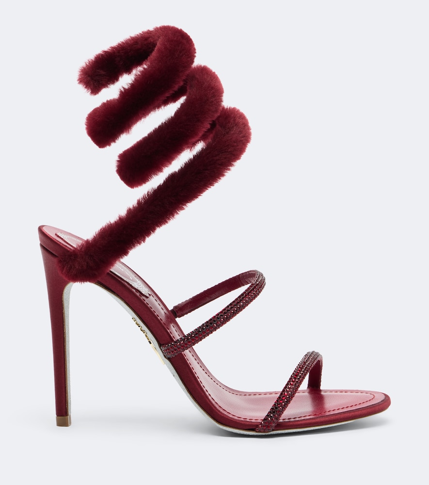 Cleo Embellished Shearling-Trimmed Sandals